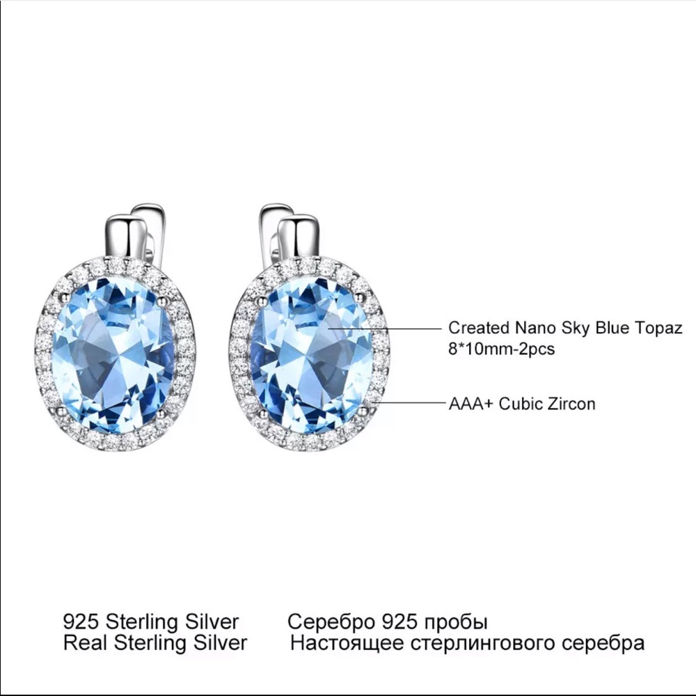 Sky Blue Topaz Sterling Silver Earrings - Picture 2 of 6
